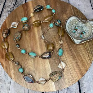 Colorful Rock/String Necklace and Earrings